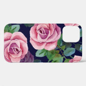 ダークブルー、ピンクのバラ水色。 Case-Mate iPhoneケース (裏面 (横))