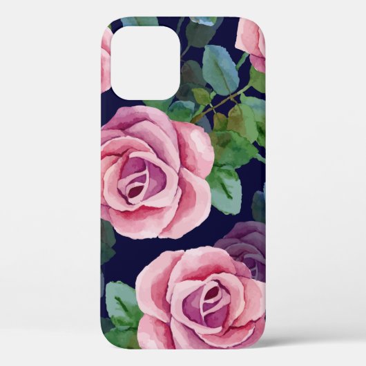 ダークブルー、ピンクのバラ水色。 Case-Mate iPhoneケース (裏面)