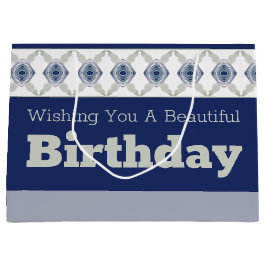 ダークブルー(フローラアクセント) ラージペーパーバッグ