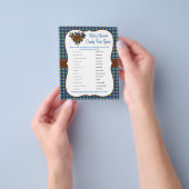 ダークブルー&ブラウンエレファント男の赤ちゃんシャワーゲーム チラシ (手)