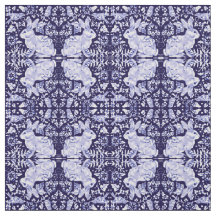 ダークブルー&ホワイトウサギバードスモールプリント