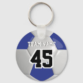 ダークブルー&ホワイトチームのサッカーボール キーホルダー (正面)