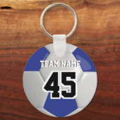 ダークブルー&ホワイトチームのサッカーボール キーホルダー (正面)