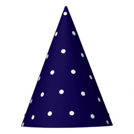 ダークブルー（ホワイトドット付き）スタイル パーティーハット