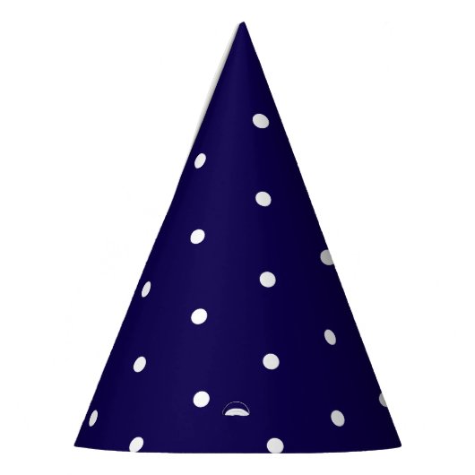 ダークブルー(ホワイトドット付き)スタイル パーティーハット (左)