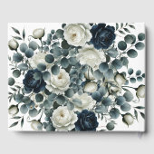 ダークブルー&ホワイトモダンフローラグ結婚リーズ ゲストブック (裏面)