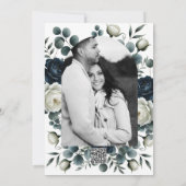 ダークブルー&ホワイトモダンフローラブライダルシャワー 招待状 (裏面)