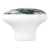 ダークブルー&ホワイトモダンフローラ緑 セラミックノブ (側面)