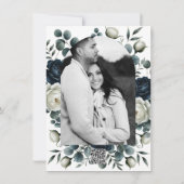 ダークブルー&ホワイトモダンフローラ誕生会 招待状 (裏面)