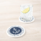 ダークブルー&ホワイト航海のボートいかり コースター (側面)