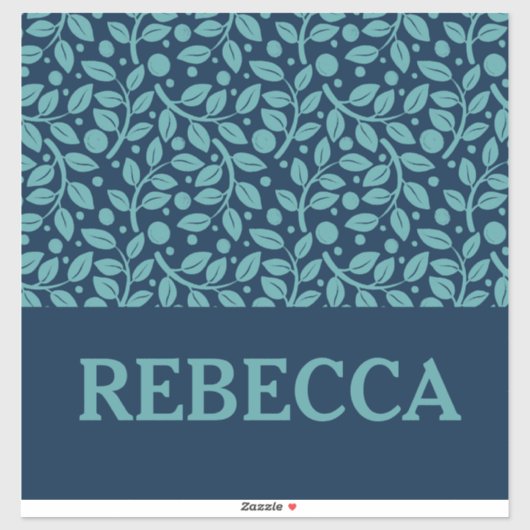 ダークブルー&ライトブルーリーフパターン荷物 シール (シート)