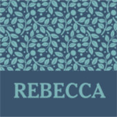 ダークブルー&ライトブルーリーフパターン荷物 シール (正面)