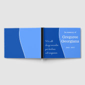 ダークブルー，ライトブルー，ホワイトカーブのラインゲストブック ゲストブック (全面)