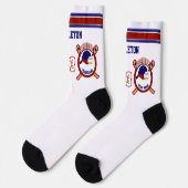 ダークブルー、レッド、ホワイト野球 ソックス (左)