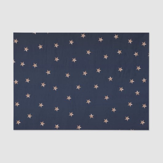 ダークブルー & ローズゴールド ピンク グリッタリー スター 星空 薄葉紙 (正面)