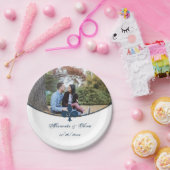 ダークブルー（紋章の）フラ・ダ・リ結婚フォト紙プレート ペーパープレート (パーティー)