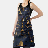 ダークブルー&金ゴールドピラミッドアート エプロン (インサイチュ)