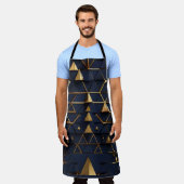 ダークブルー&金ゴールドピラミッドアート エプロン (着用した状態)