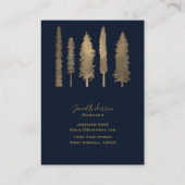 ダークブルー&金ゴールドフォレストウッドシ素朴ー 名刺 (裏面)