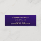 ダークブルー&金ゴールドモノグラムお洒落公証人事業 スキニー名刺 (裏面)