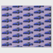 ダークブルーC8コルベットのスポーツカーハンドドロッド ラッピングペーパー (フラット)