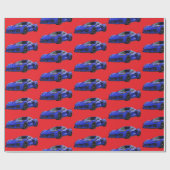 ダークブルーC8コルベットのスポーツカーハンドドロッド ラッピングペーパー (フラット)