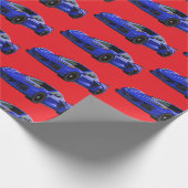ダークブルーC8コルベットのスポーツカーハンドドロッド ラッピングペーパー (角)