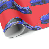 ダークブルーC8コルベットのスポーツカーハンドドロッド ラッピングペーパー (ロールコーナー)