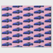 ダークブルーC8コルベットのスポーツカーハンドドロッド ラッピングペーパー (フラット)