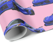 ダークブルーC8コルベットのスポーツカーハンドドロッド ラッピングペーパー (ロールコーナー)