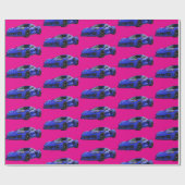 ダークブルーC8コルベットのスポーツカーハンドドロッド ラッピングペーパー (フラット)