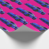 ダークブルーC8コルベットのスポーツカーハンドドロッド ラッピングペーパー (角)