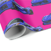 ダークブルーC8コルベットのスポーツカーハンドドロッド ラッピングペーパー (ロールコーナー)