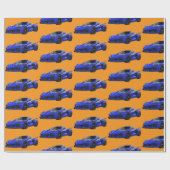 ダークブルーC8コルベットのスポーツカーハンドドロッド ラッピングペーパー (フラット)