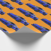 ダークブルーC8コルベットのスポーツカーハンドドロッド ラッピングペーパー (角)