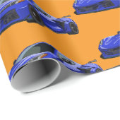 ダークブルーC8コルベットのスポーツカーハンドドロッド ラッピングペーパー (ロールコーナー)