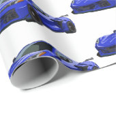 ダークブルーC8コルベットのスポーツカーハンドドロッド ラッピングペーパー (ロールコーナー)