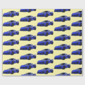 ダークブルーC8コルベットのスポーツカーハンドドロッド ラッピングペーパー (フラット)