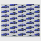 ダークブルーC8コルベットのスポーツカーハンドドロッド ラッピングペーパー (フラット)