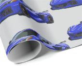 ダークブルーC8コルベットのスポーツカーハンドドロッド ラッピングペーパー (ロールコーナー)