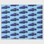 ダークブルーC8コルベットのスポーツカーハンドドロッド ラッピングペーパー (フラット)