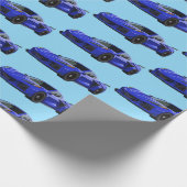 ダークブルーC8コルベットのスポーツカーハンドドロッド ラッピングペーパー (角)