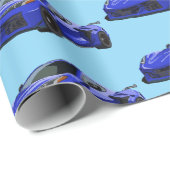 ダークブルーC8コルベットのスポーツカーハンドドロッド ラッピングペーパー (ロールコーナー)