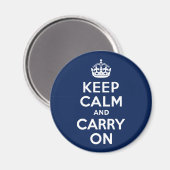 ダークブルーKeep Calm and Carry On マグネット (正面/裏面)