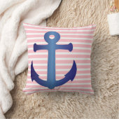 ダークブ航海のルーいかりピンクストライプのストライプ クッション (ブランケット)