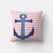 ダークブ航海のルーいかりピンクストライプのストライプ クッション (正面)