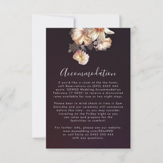 ダークプラムアンティークヴィンテージウェディングエンクロージャカード 出欠カード (正面)