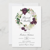 ダークプラムフローラリース |ブランチとバブリー 招待状 (正面)
