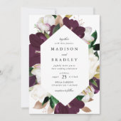 ダークプラムフローラ幾何学模様 | 結婚s 招待状 (正面)