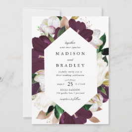 ダークプラムフローラ幾何学模様 | 結婚s 招待状